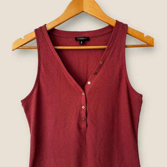 Dynamite Deep Red Ribbed Bodysuit - Picture 2 of 9